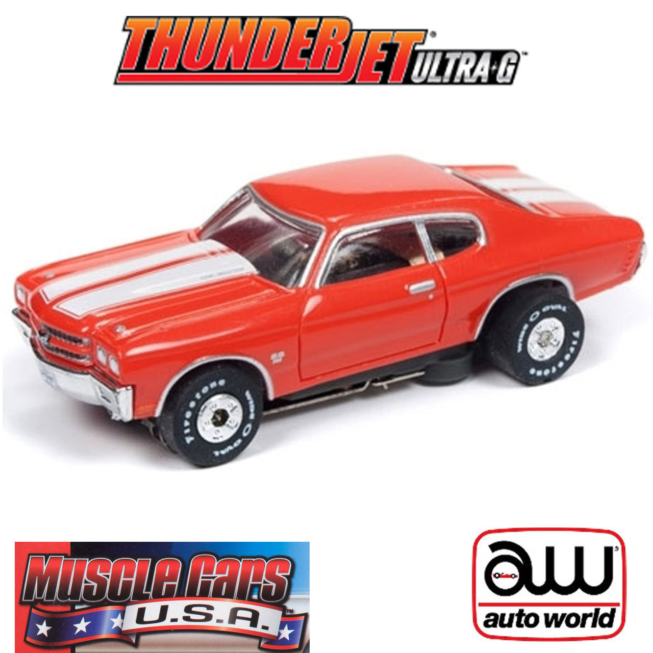 Auto World 1970 Chevy Chevelle SS Red HO Slot Car SC340 R25 for