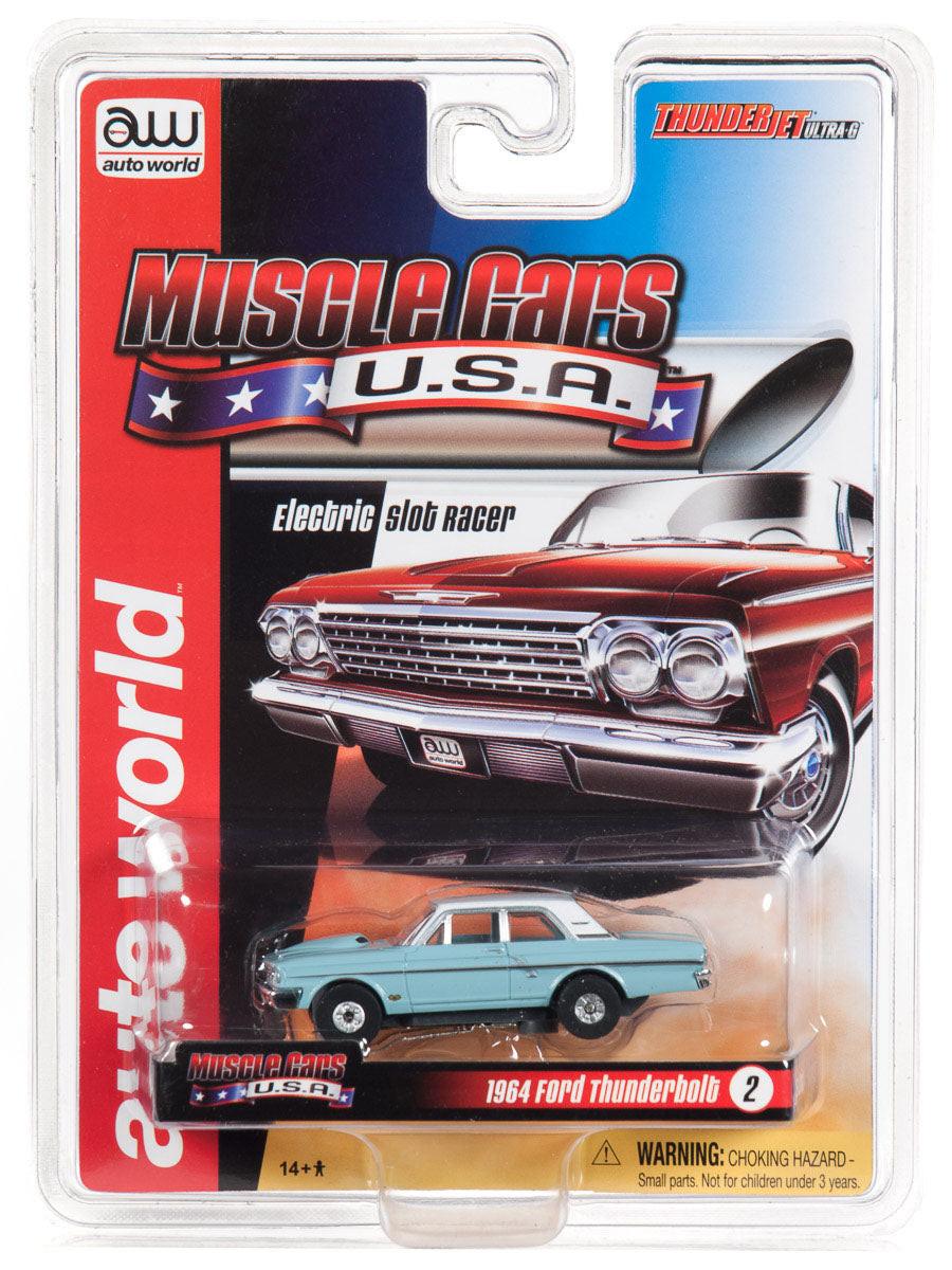 Auto World 1964 Ford Thunderbolt Blue Thunderjet R25 HO Slot Car SC340