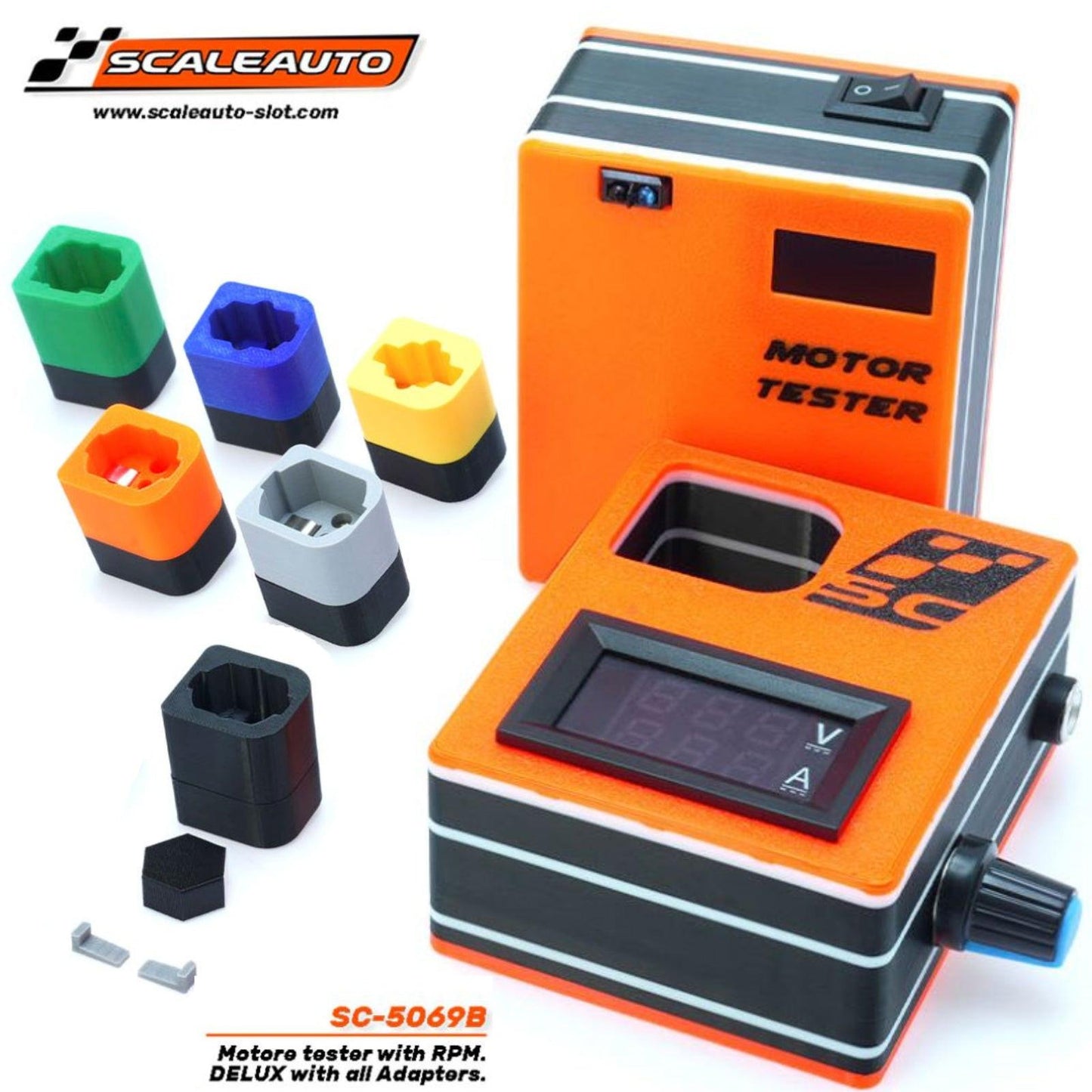 Scaleauto Slot Car Motor Tester RPM DELUXE with all Adapters SC-5069B