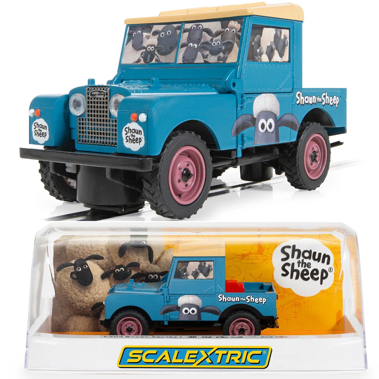 Scalextric C4543 Land Rover Series 1 Shaun The Sheep 1/32 Slot Car.