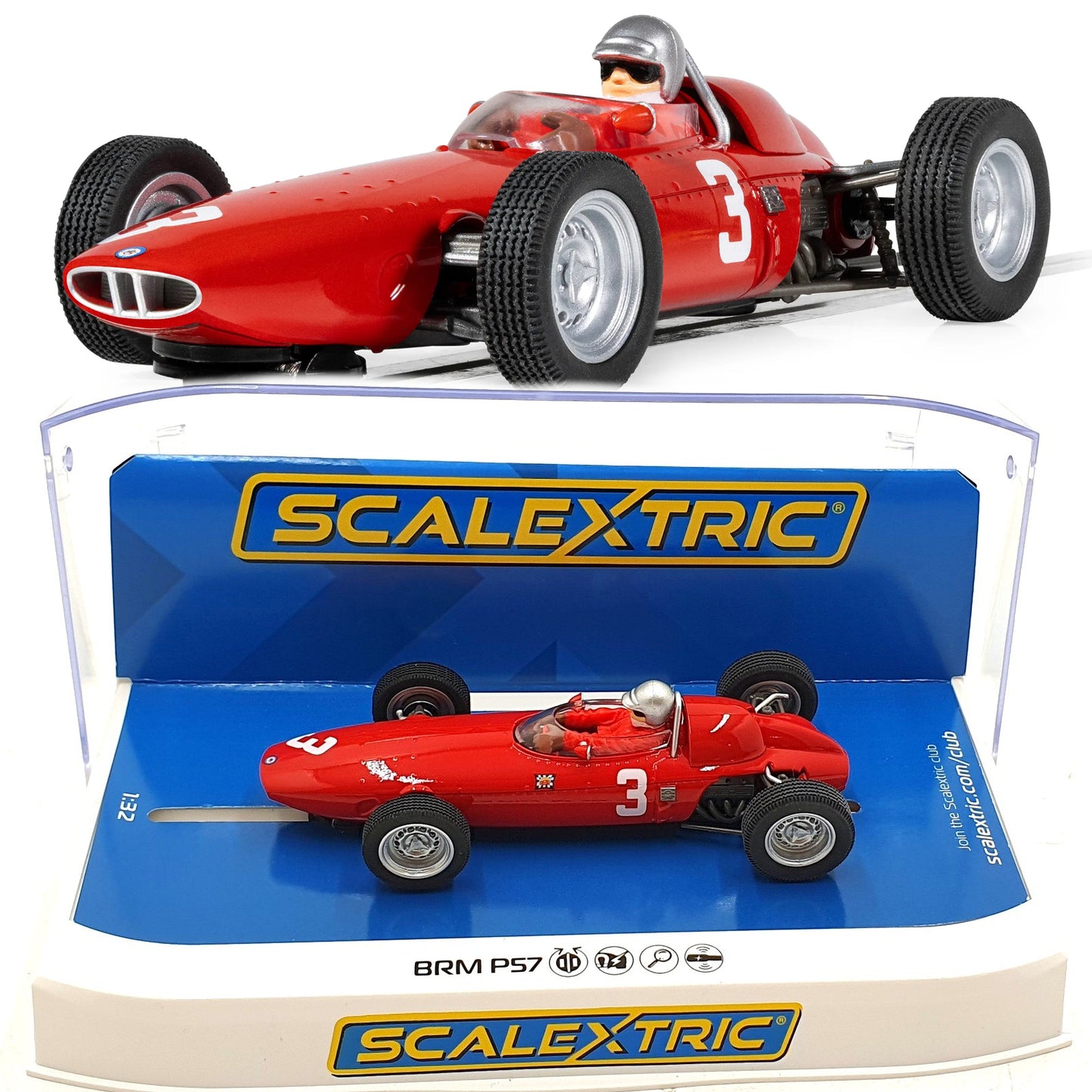 Scalextric C4610 BRM P57 Scuderia Centro Sud Lorenzo Bandini 1/32 Slot Car.