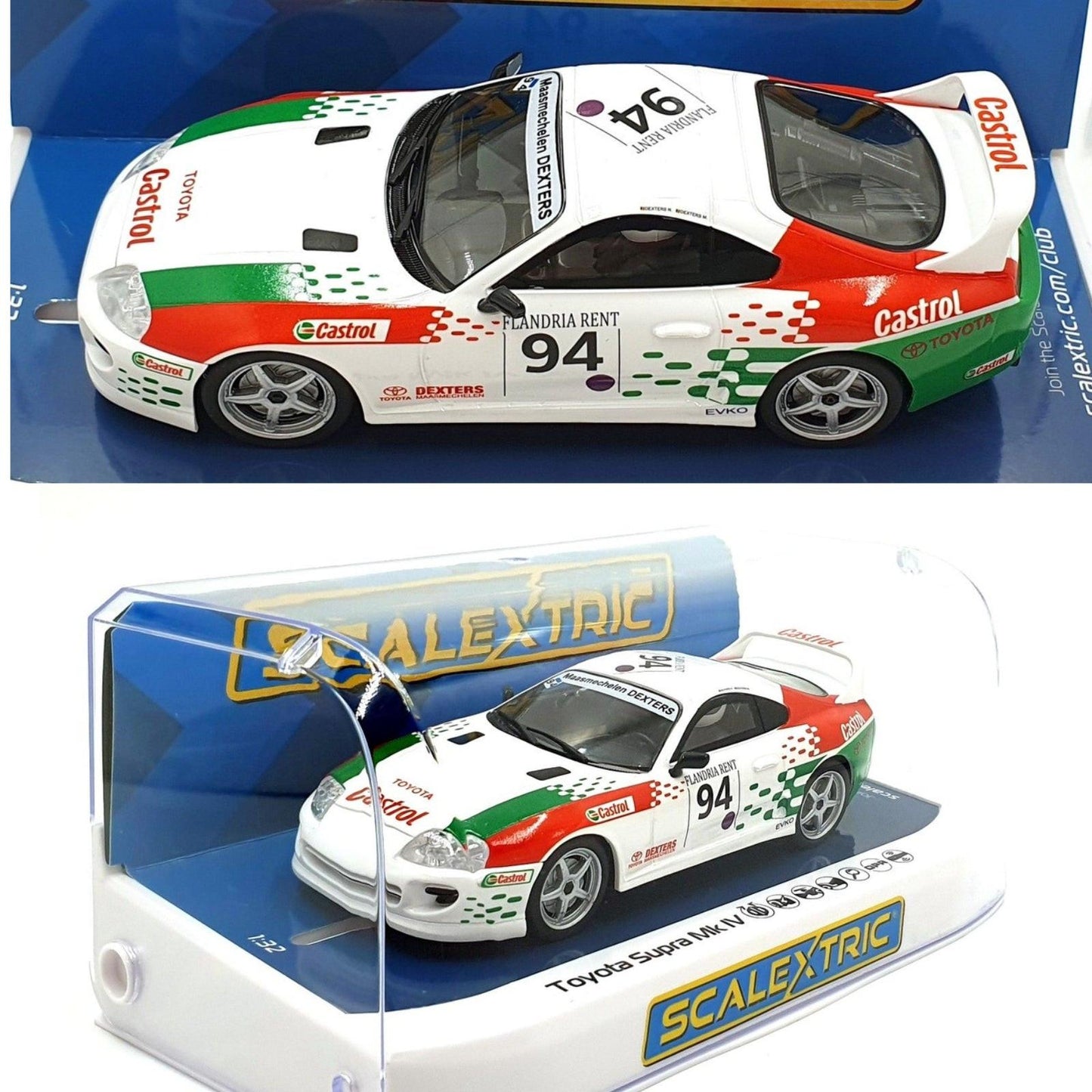 Scalextric C4616 Toyota Supra Mk IV Castrol Spa Racing Festival 2002 1/32 Slot Car.