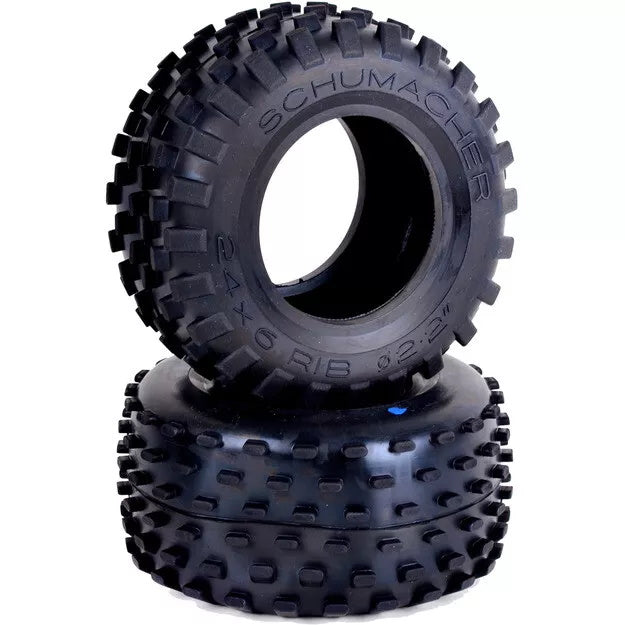 Schumacher Racing U6798 Stagger Rib (2) Tires, Silver - Truck Tyres (PR)