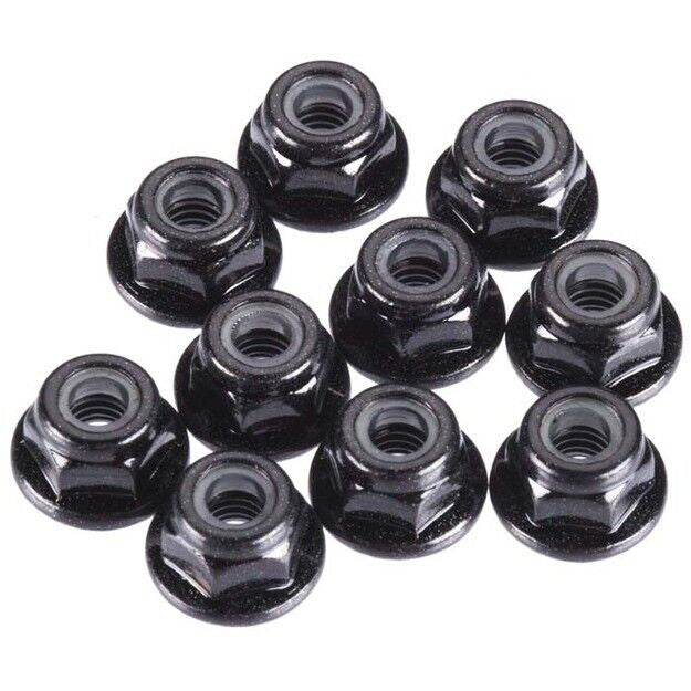 Tekno RC TKR1212 M4 Locknuts Flanged/Black/Serrated (10) - PowerHobby