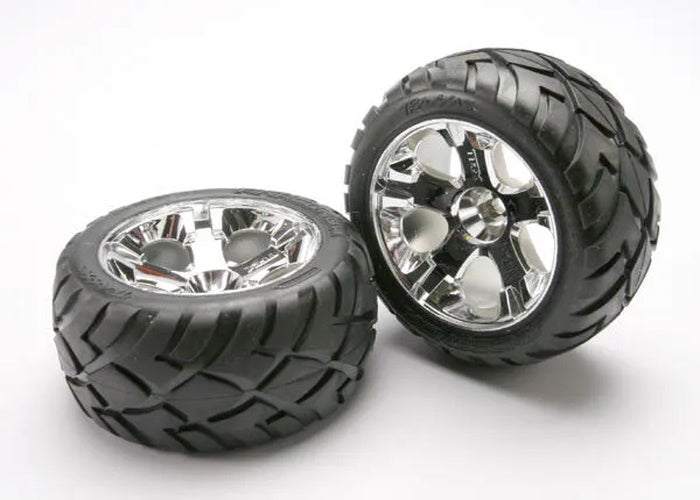 Traxxas TRA5577R Front All-Star Wheels w/Anaconda Tires Nitro Stampede Rustler - PowerHobby