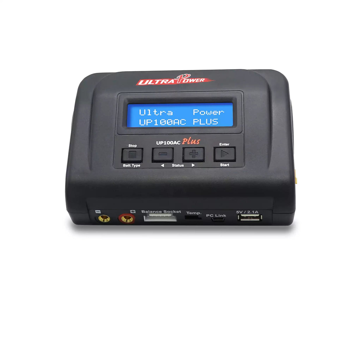 Ultra Power UP100AC Plus charger front view with LCD