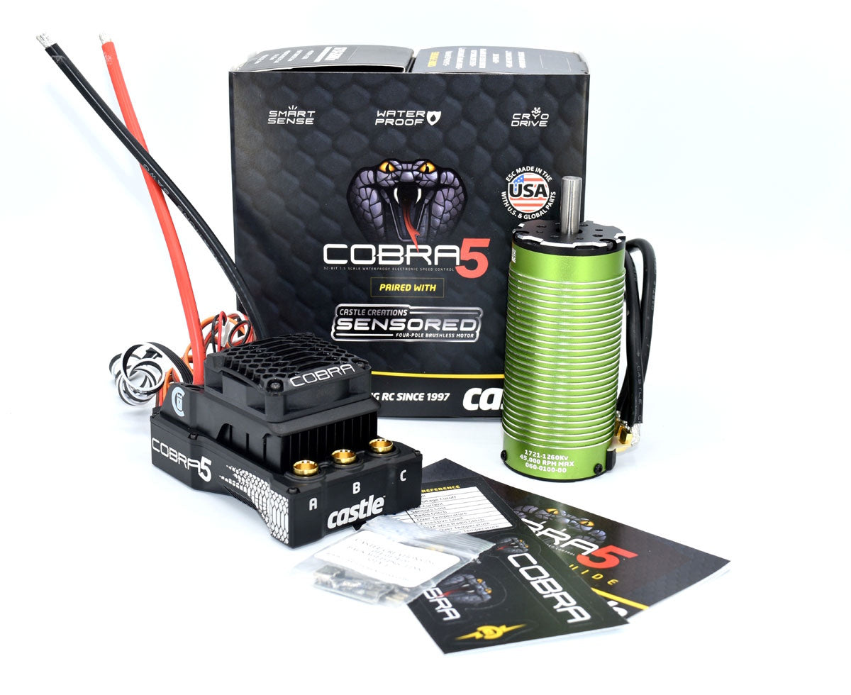 Castle Creations Cobra 5 8S 33.6V ESC 20A PEAK BEC w/1721-1260KV Motor Combo
