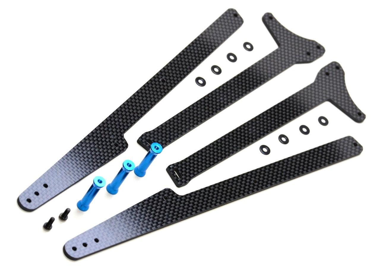 Exotek 1962 Associated DR10 Adjustable Wheelie Bar Set, 12" Carbon and Alloy
