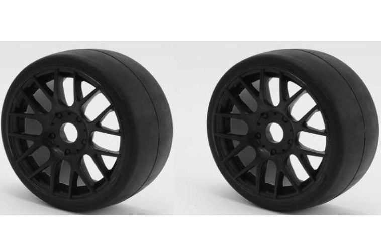 Sweep 4336414P GT8 D36 Preglued (BLK) MED Belted Slick Yellow dot 2pc tire set