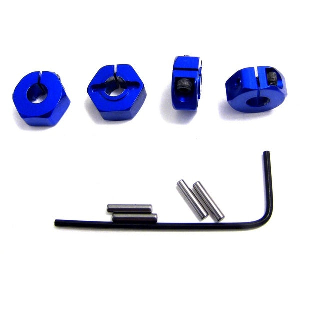 Hot Racing Blue Aluminum Locking 12mm Wheel Hex Kit