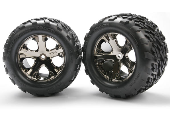 Traxxas 3668A Talon Tires Black Chrome Wheels