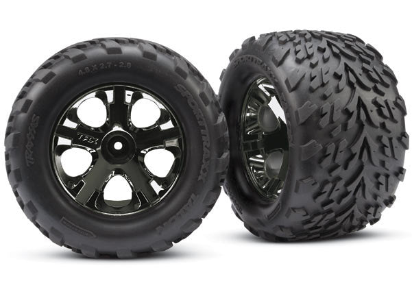 Traxxas 3669A All-Star 2.8" Black Chrome Wheels & Talon Tires (2)
