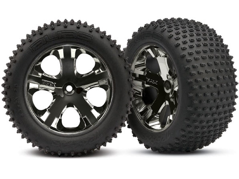 Traxxas 3770A Tires & Wheels 2.8" Rustler 2wd All-Star Black Chrome Alias