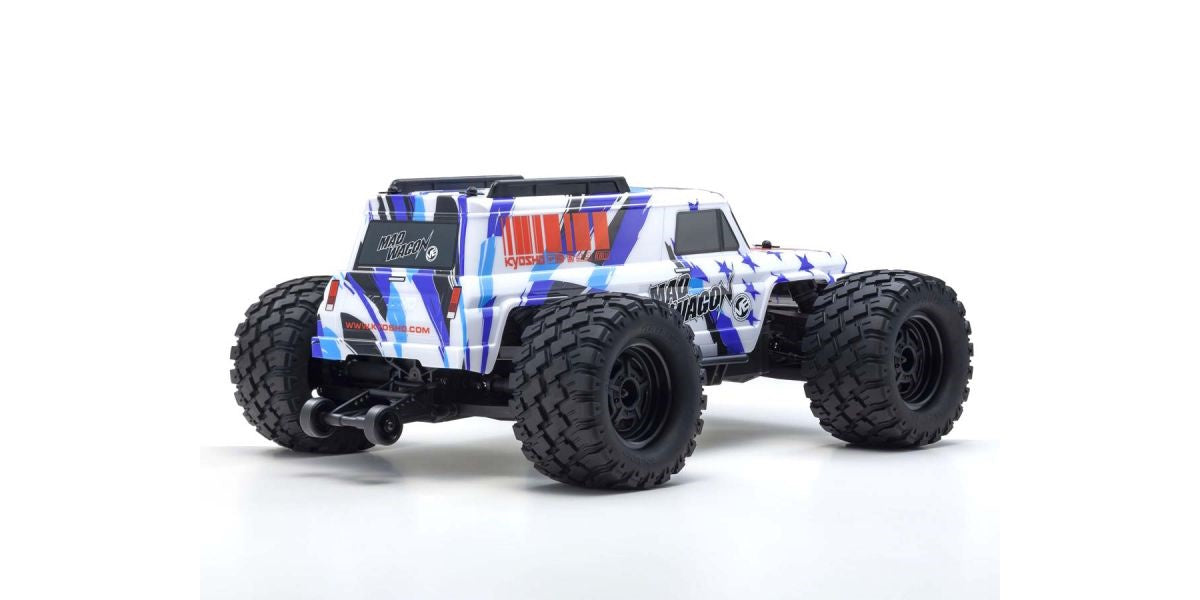 Kyosho KYO34701T2 1980 Mad Wagon 1/10 4WD RTR Brushless Monster Truck, Blue