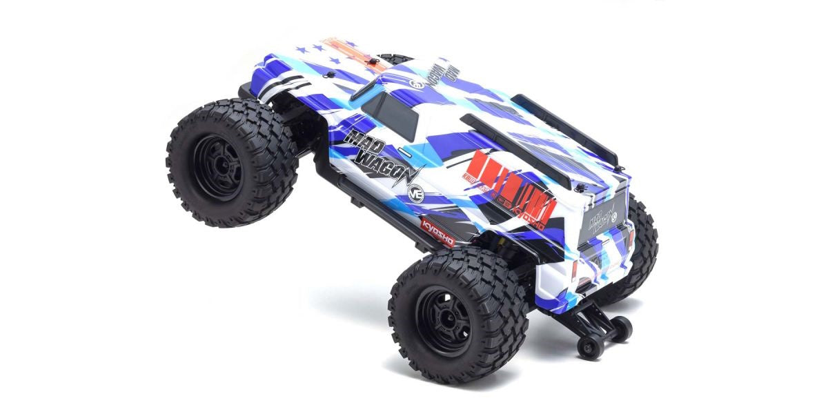 Kyosho KYO34701T2 1980 Mad Wagon 1/10 4WD RTR Brushless Monster Truck, Blue