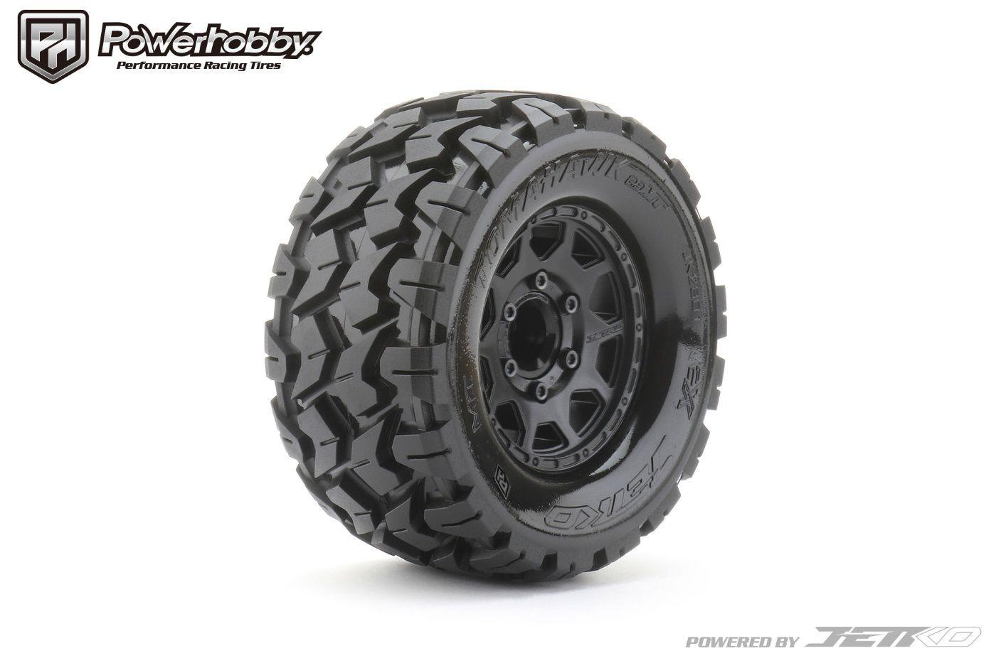 Powerhobby 1/10 2.8 MT Tomahawk Belted Tires (2) with Removable Hex Wheels - PowerHobby