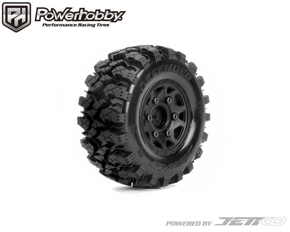 Powerhobby Defender SC Belted Tires (2) with Removable Hex Wheels.
