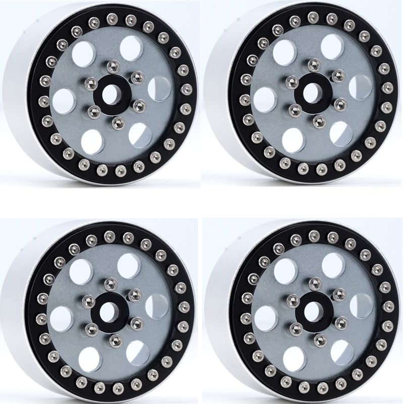 Powerhobby B5 Aluminum 1.9 Beadlock Wheels Super Positive Offset Grey (4) Rock Crawler
