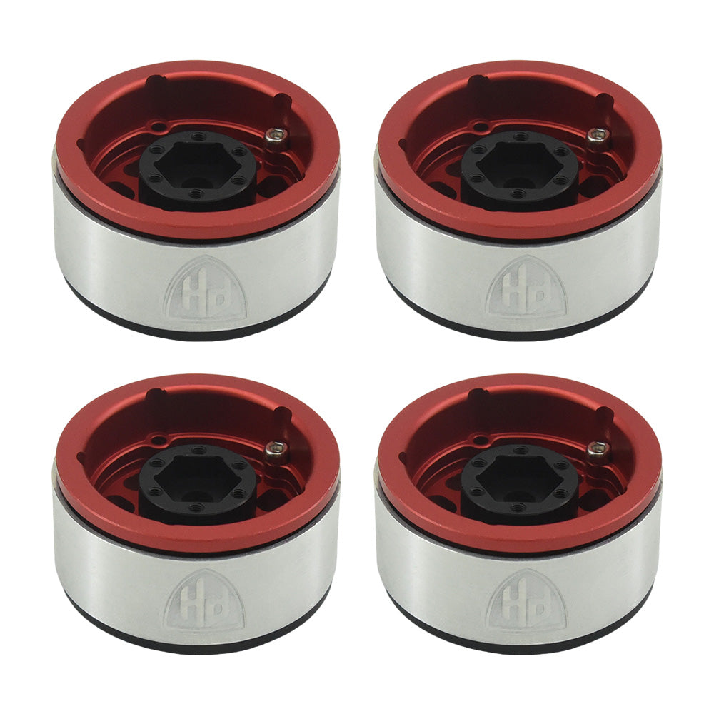 Powerhobby Aluminum 1.55" Beadlock Wheels Red (4) 1/10 Rock Crawler - PowerHobby