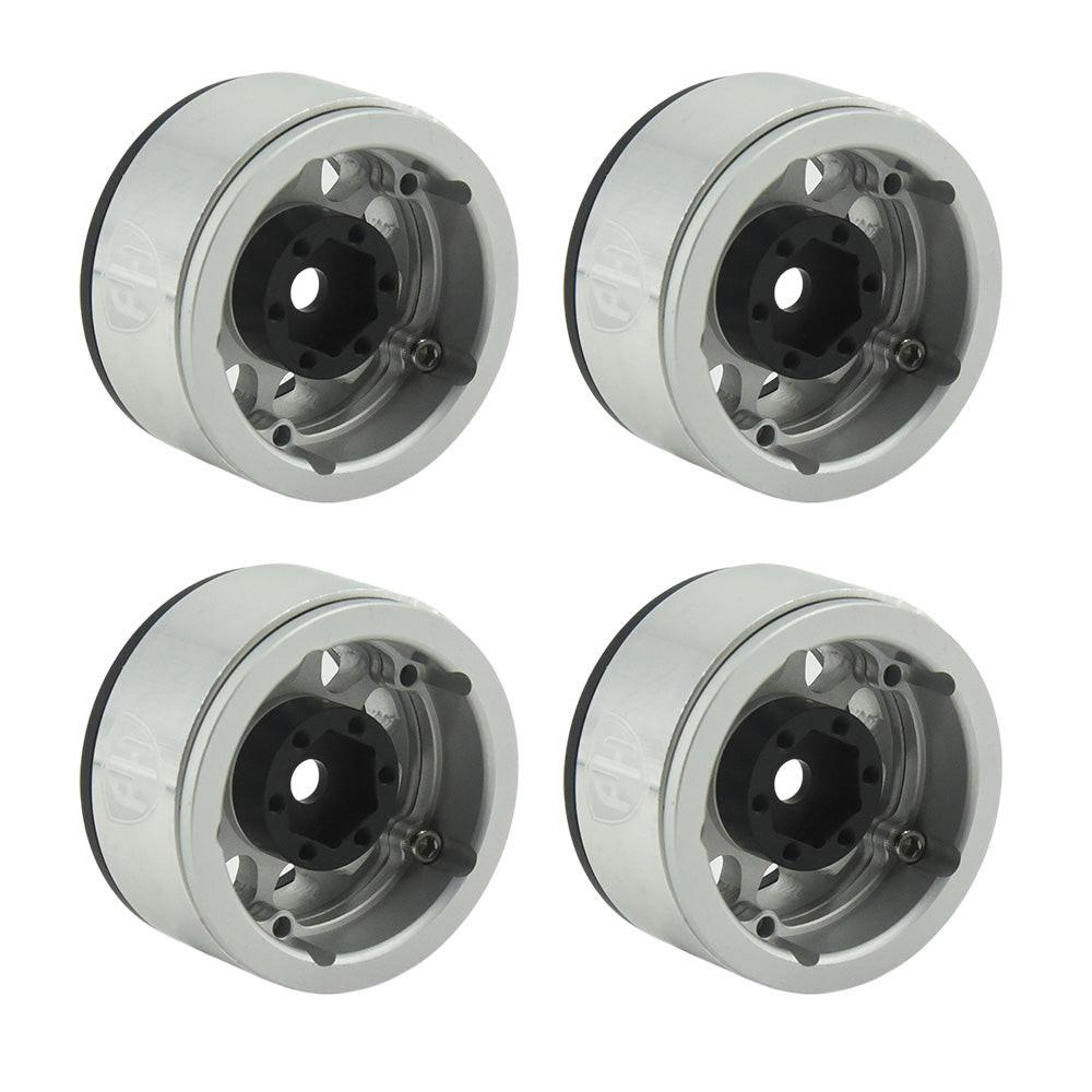 Powerhobby Aluminum 1.55" Beadlock Wheels Silver (4) 1/10 Rock Crawler - PowerHobby