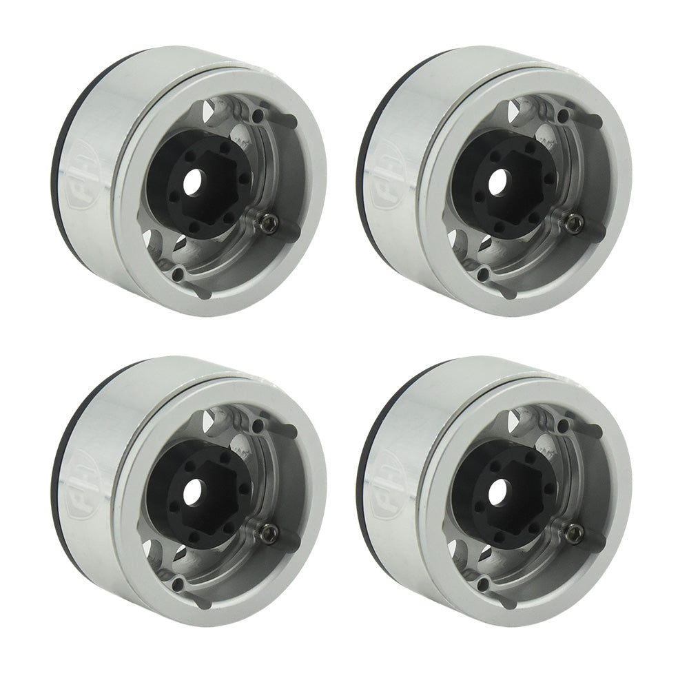 Powerhobby Aluminum 1.55" Beadlock Wheels Silver (4) 1/10 Rock Crawler - PowerHobby