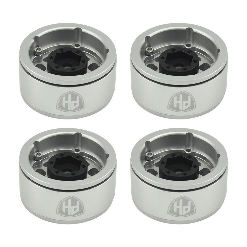 Powerhobby Aluminum 1.55" Beadlock Wheels Silver (4) 1/10 Rock Crawler - PowerHobby