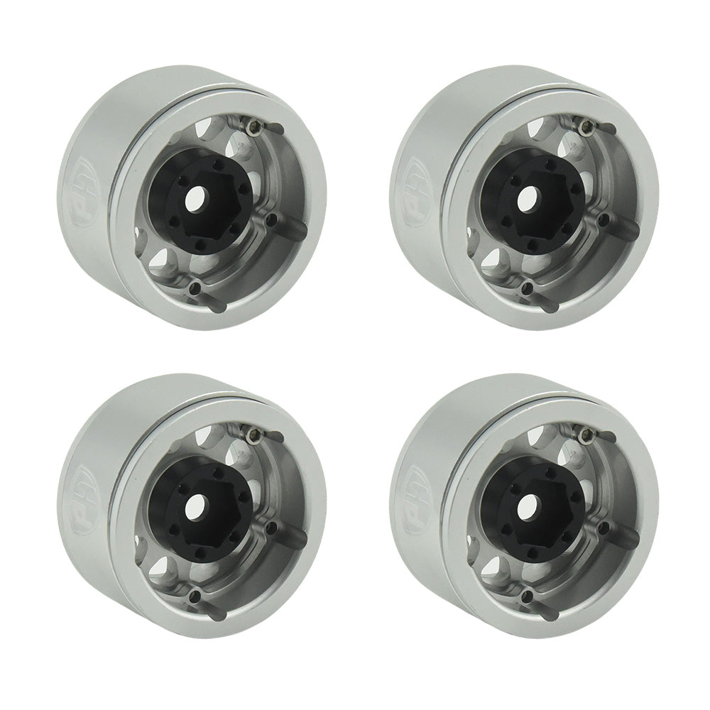Powerhobby Aluminum 1.55" Beadlock Wheels Silver (4) 1/10 Rock Crawler - PowerHobby