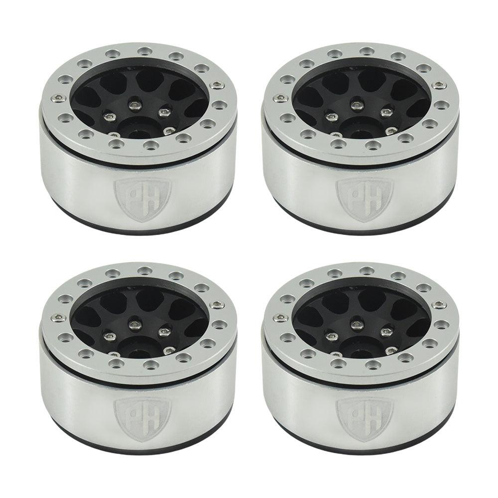 Powerhobby Aluminum 1.55" Beadlock Wheels Black (4) 1/10 Rock Crawler - PowerHobby