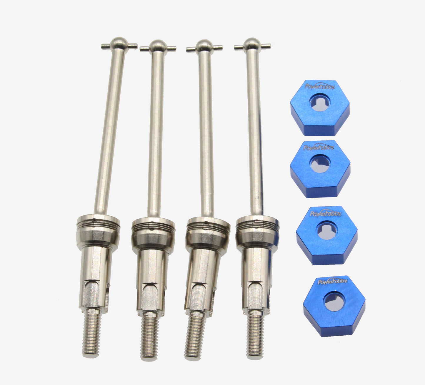 Powerhobby Front & Rear CVD Axles Drive Shafts Silver Arrma Grom Granite / Typhon