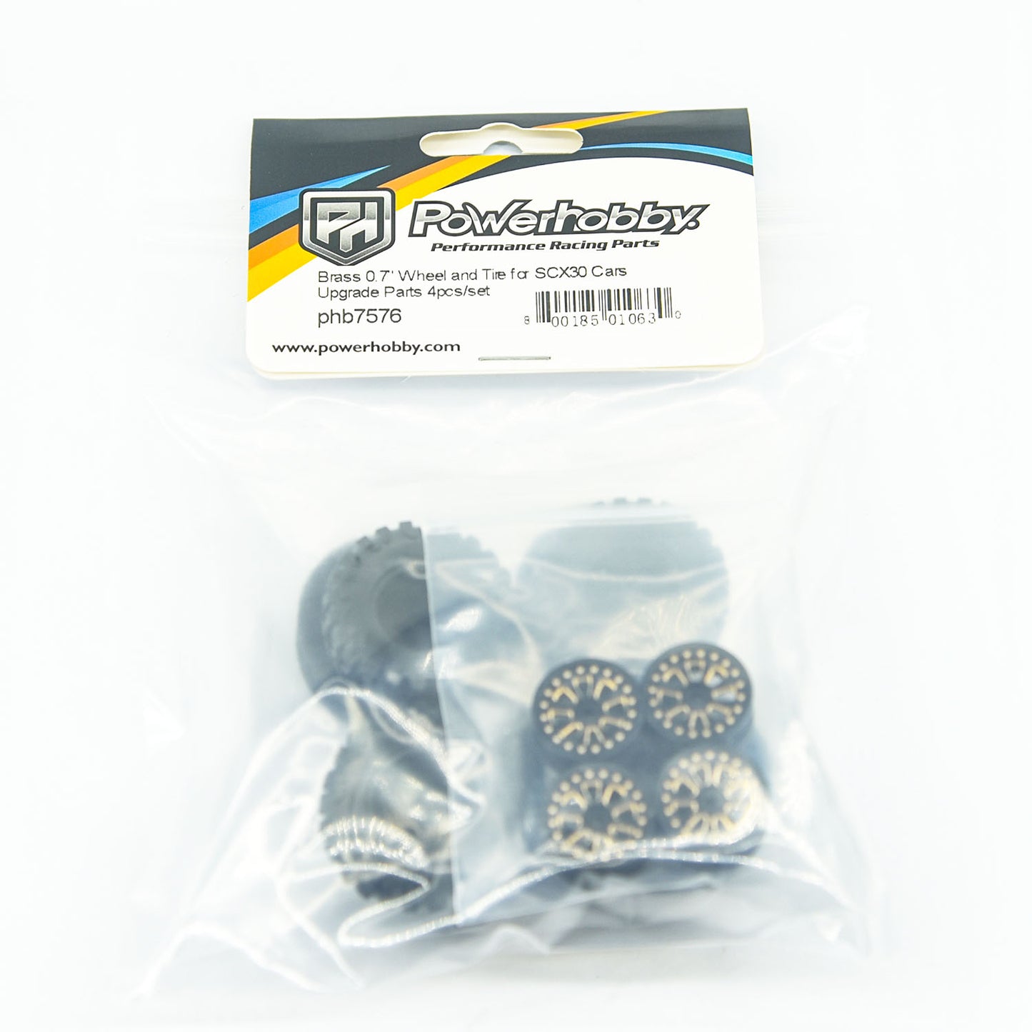 Powerhobby Brass 0.7" Wheels / Tires (4) Axial SCX30