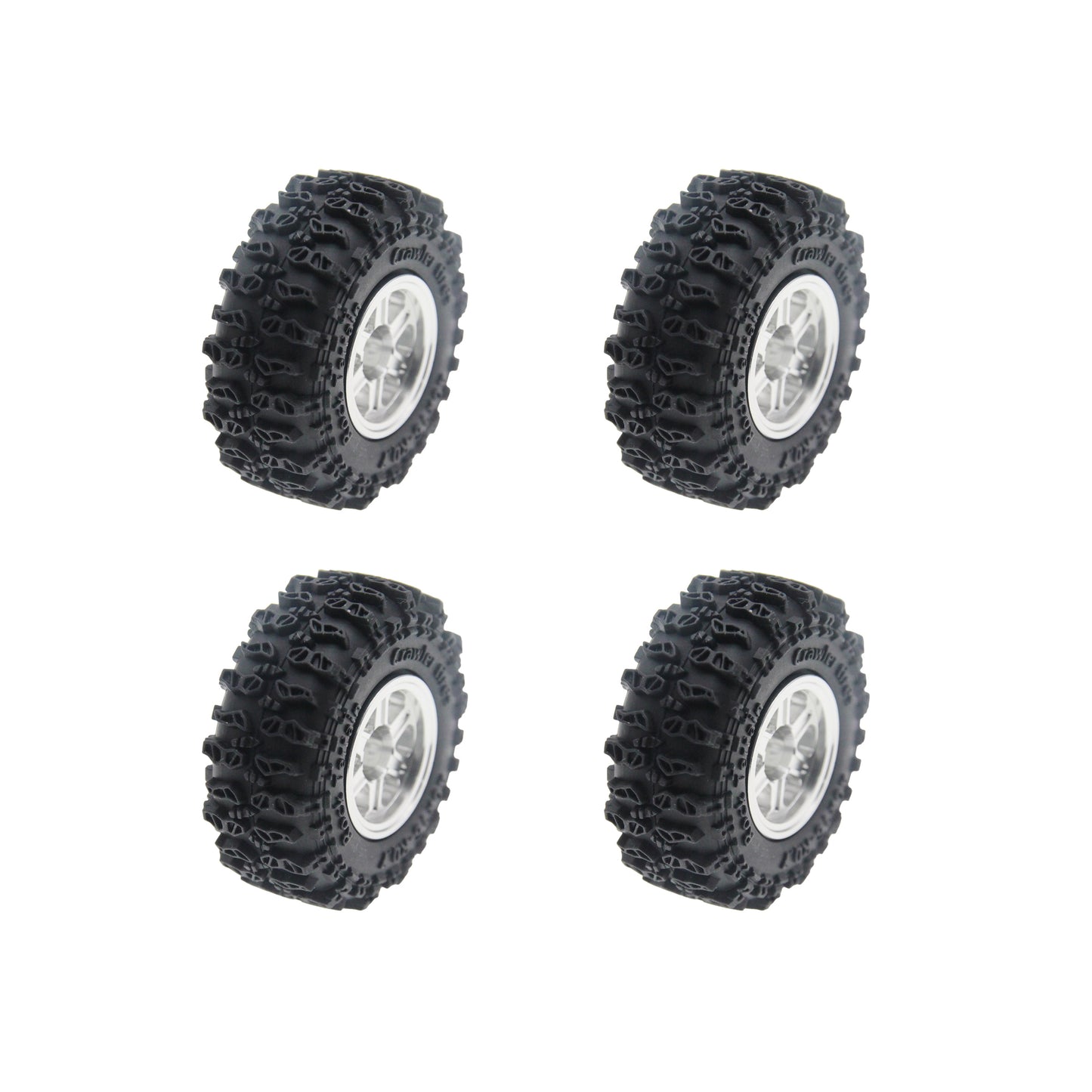 Powerhobby Axial SCX30 0.7" Brass Wheels / Tires (4) Silver Type A