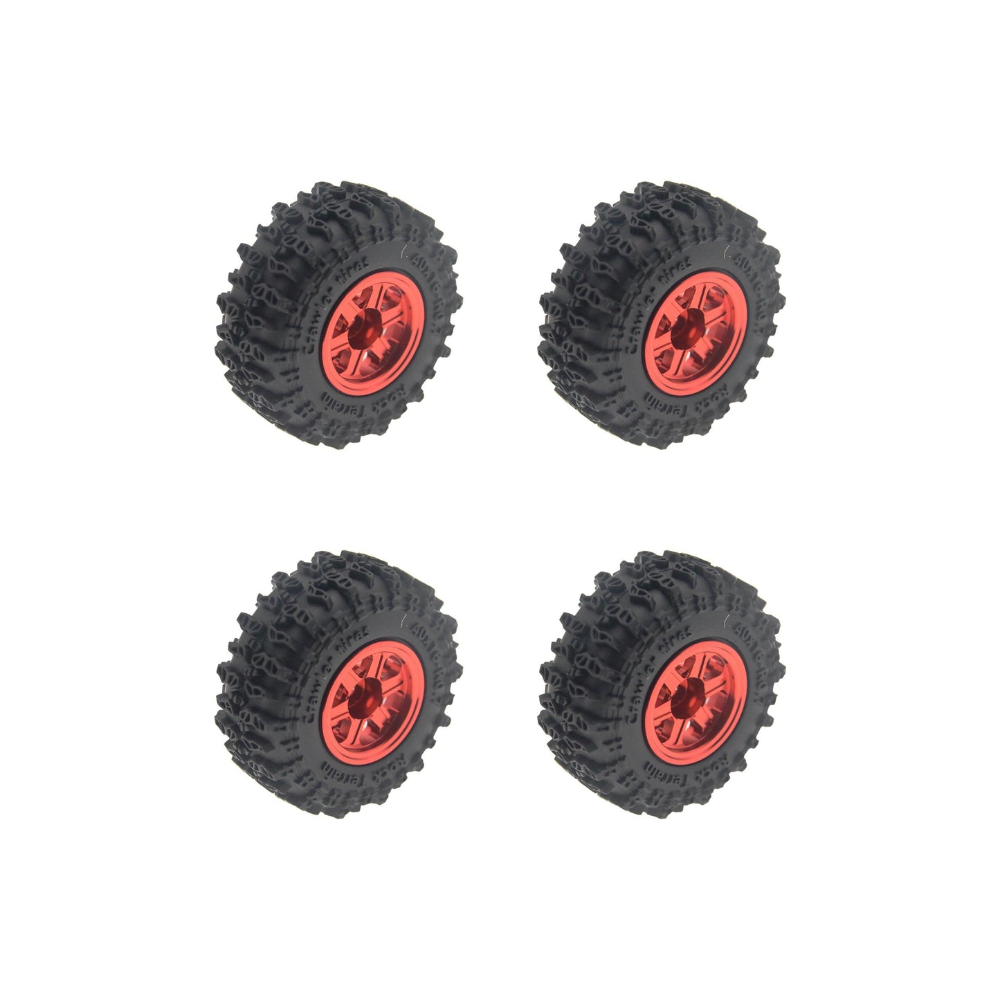 Powerhobby Axial SCX30 0.7" Brass Wheels / Tires (4) Red Type A