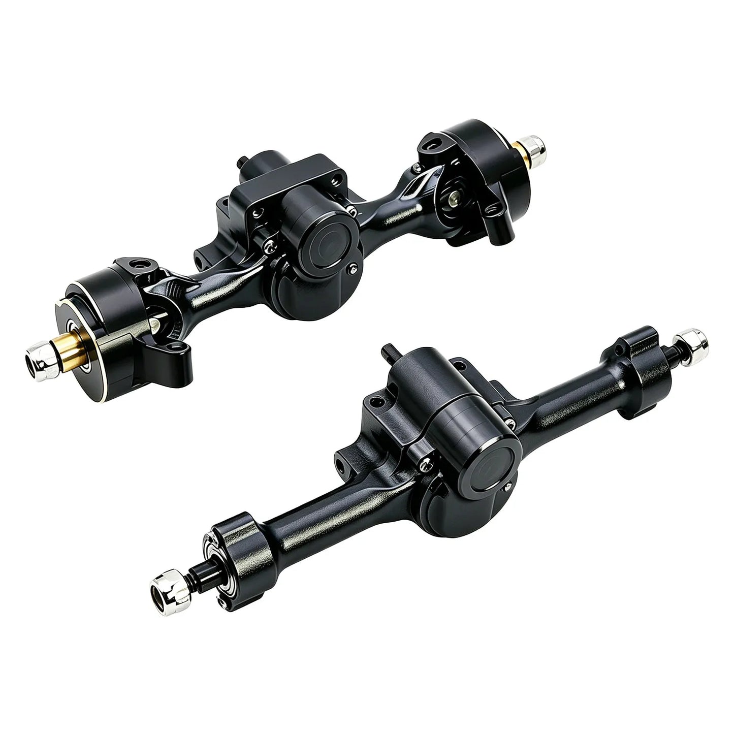 Powerhobby Axial SCX30 Front + Rear Aluminum Complete Axles Black.
