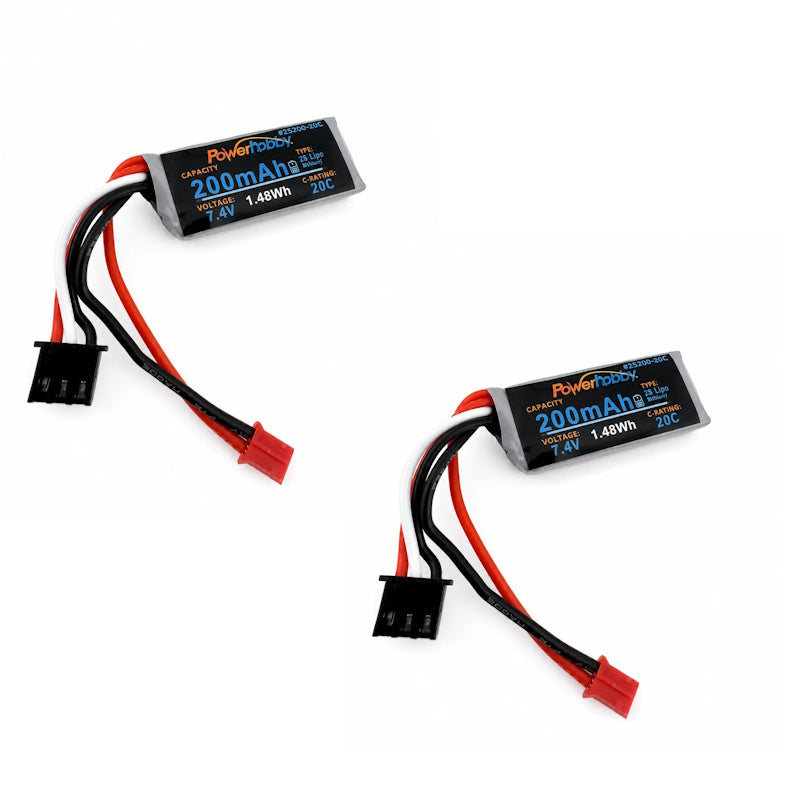 Powerhobby Axial SCX30 7.4V 2S 200mAh 20C LiPo Battery PH2.0 (2)
