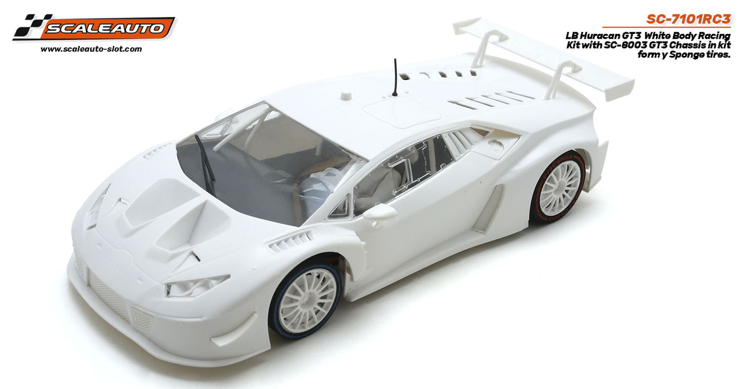 Scaleauto Lamborghini Huracan GT3 White RC3 Kit 1/24 Slot Car SC-7101RC3.