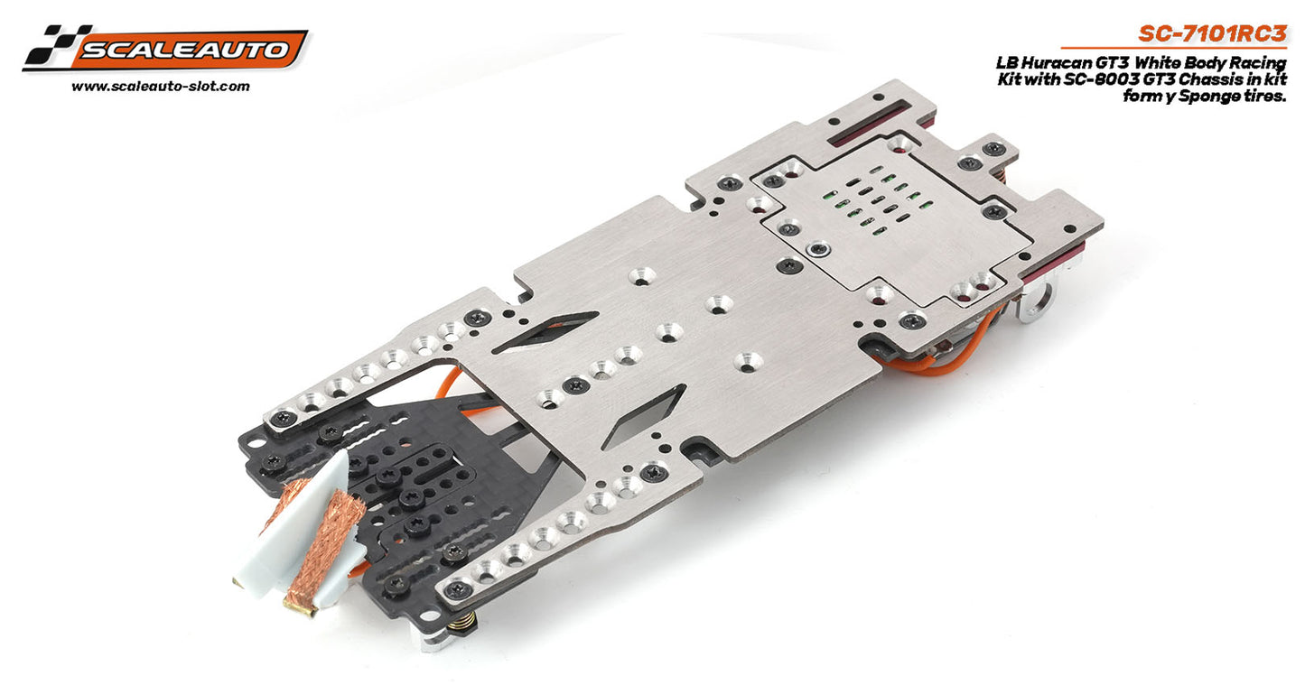 Scaleauto Lamborghini Huracan GT3 White RC3 Kit 1/24 Slot Car SC-7101RC3.