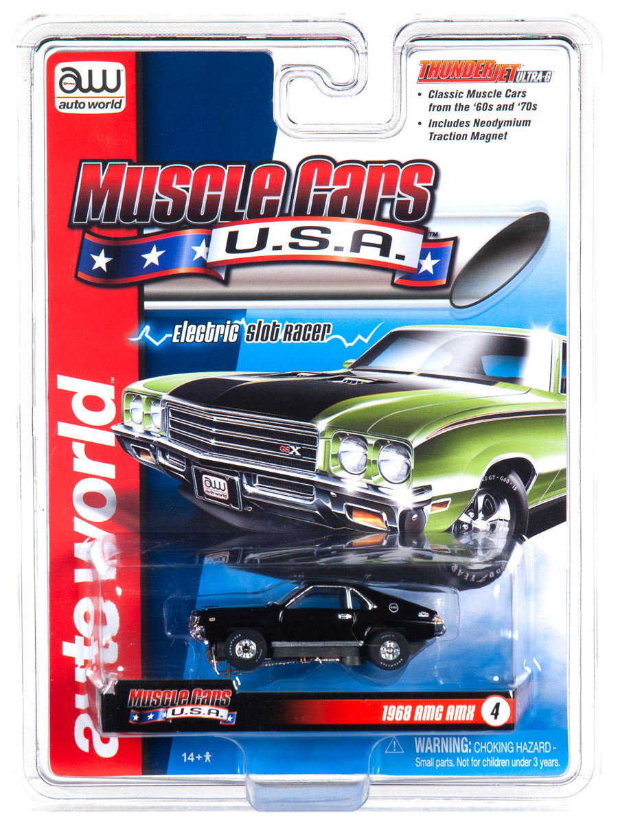 Auto World 1968 AMC AMX Black Thunderjet HO Slot Car SC349 fits AFX