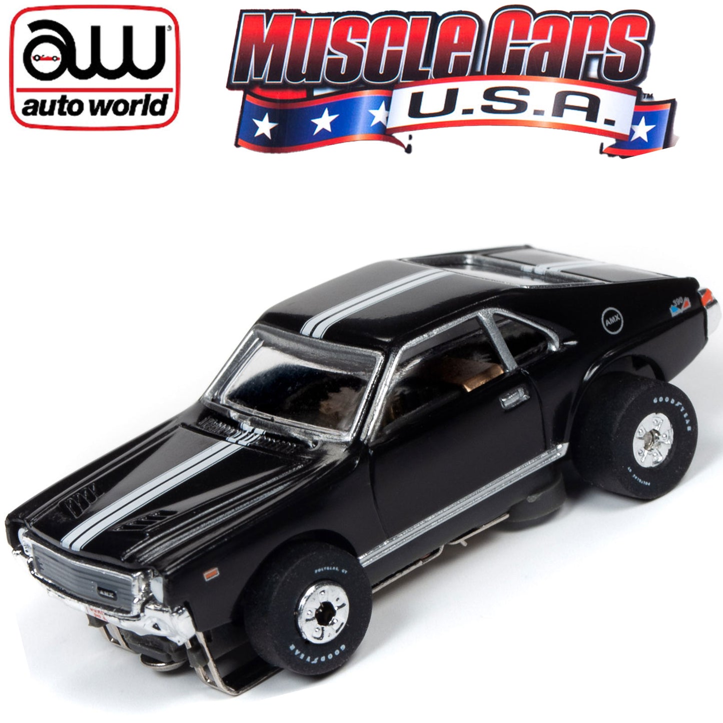 Auto World 1968 AMC AMX Black Thunderjet HO Slot Car SC349 fits AFX