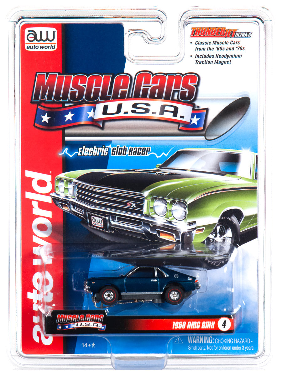 Auto World 1968 AMC AMX Blue Thunderjet HO Slot Car SC349 fits AFX