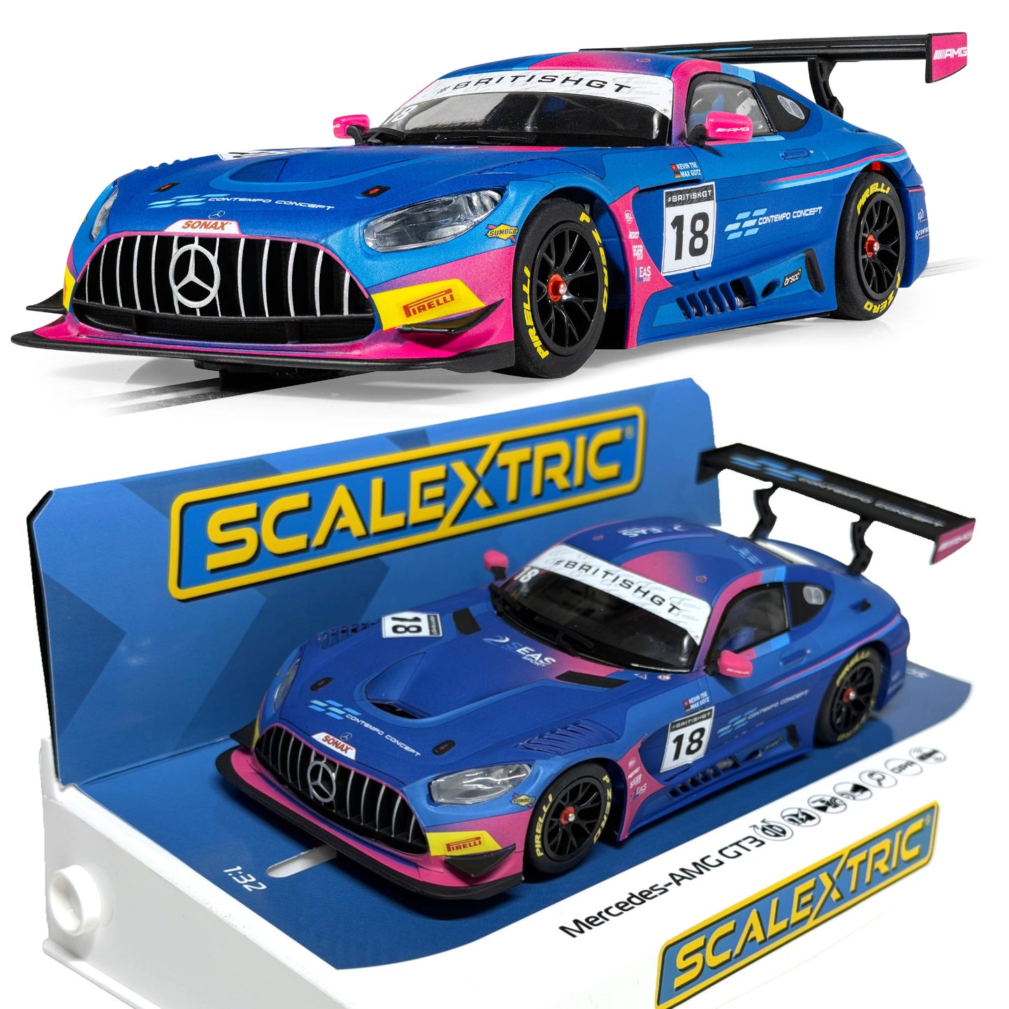 Scalextric C4623 Mercedes-AMG GT3 British GT 2024 1/32 Slot Car DPR.