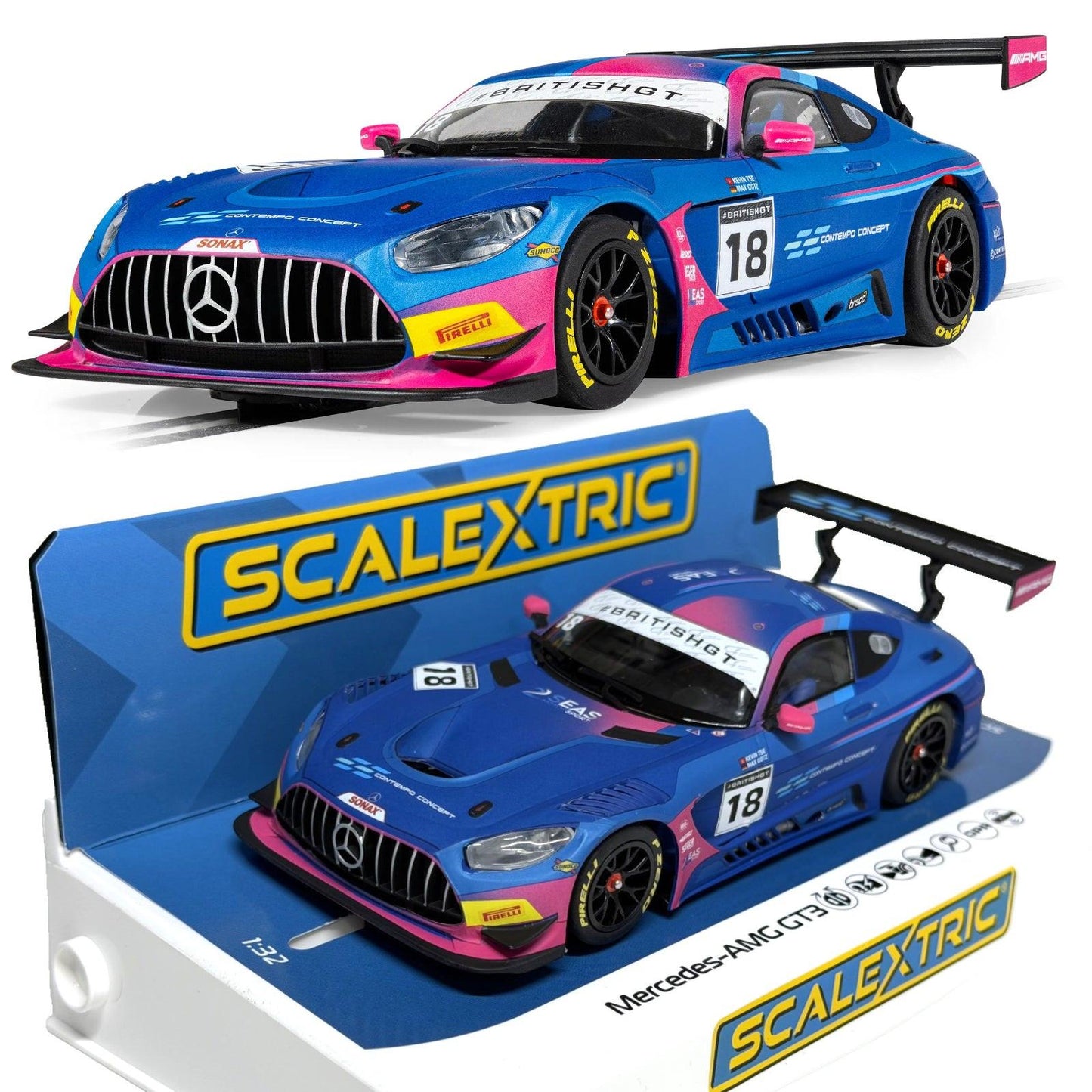 Scalextric C4623 Mercedes-AMG GT3 British GT 2024 1/32 Slot Car DPR.