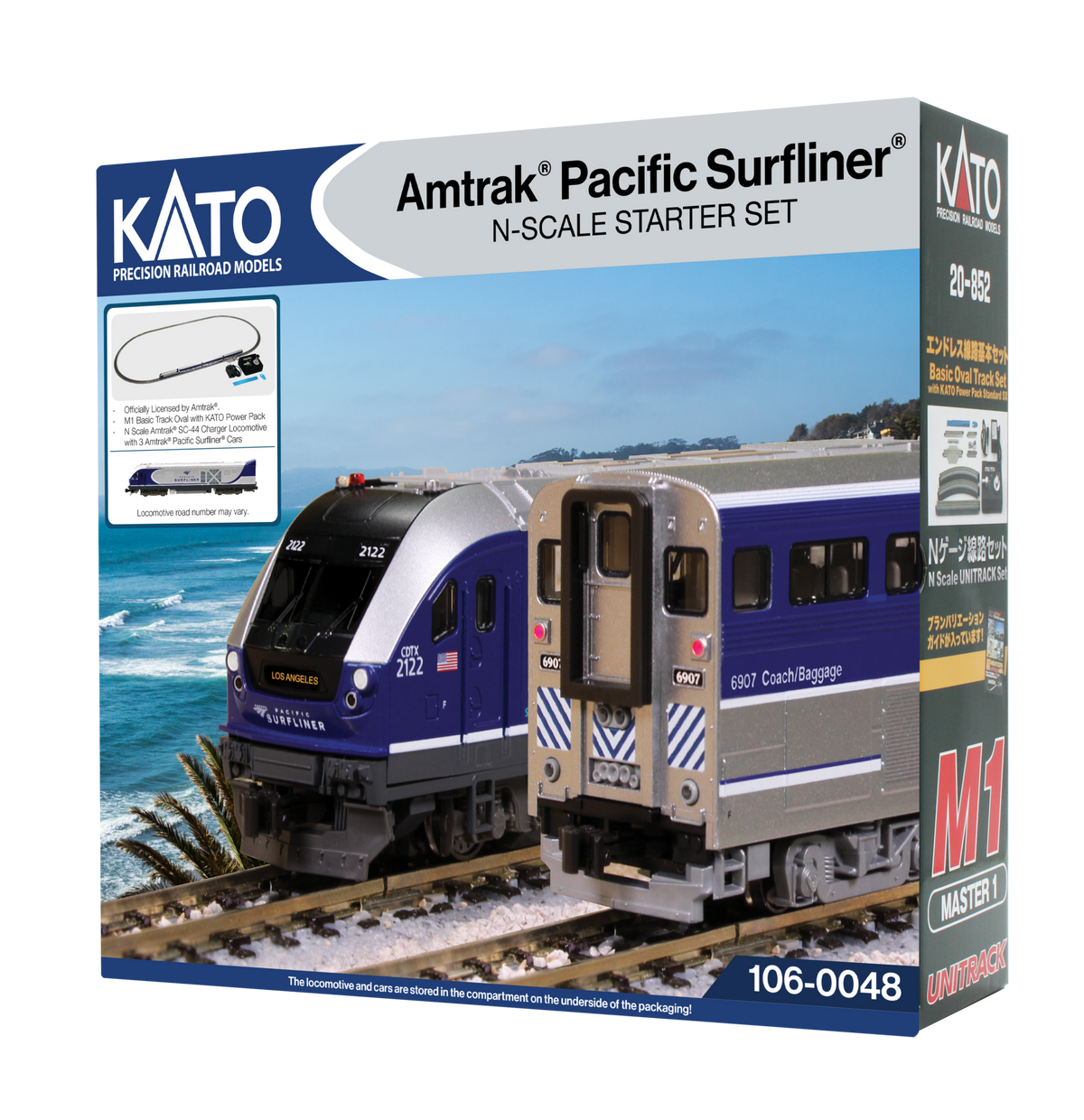 KATO 106-0048 N Scale Amtrak SC-44 Charger Pacific Surfliner Starter Set