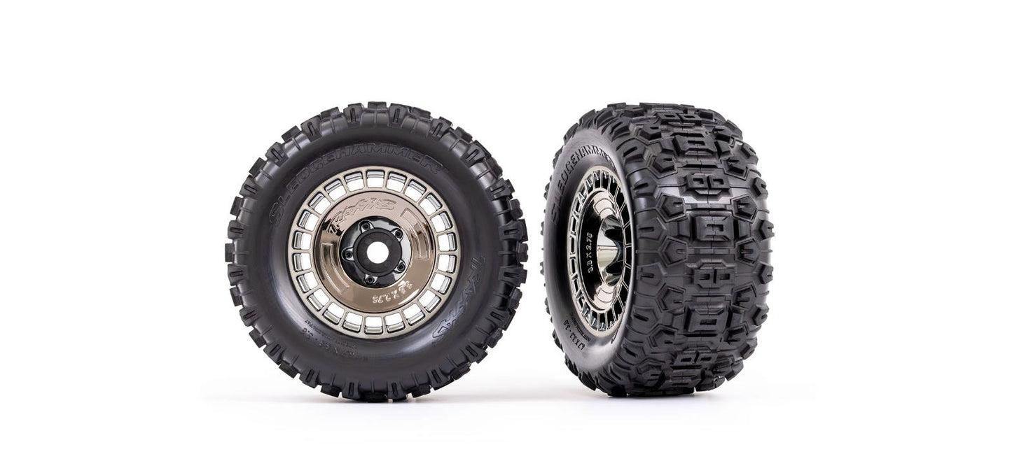 Traxxas 9572T Tires Wheels Sledgehammer Black Chrome