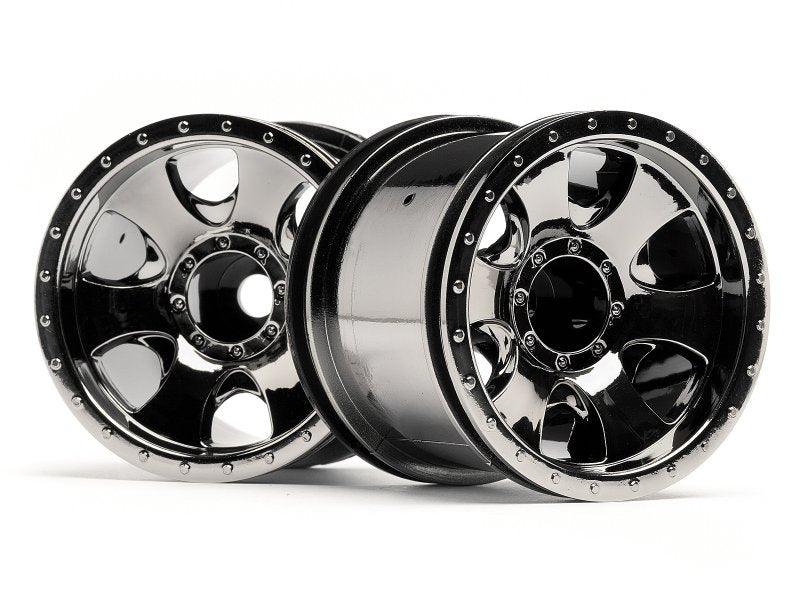 HPI 105280 Warlock Wheel Black Chrome 2.2" (2) Savage E-Firestorm Wheely King - PowerHobby