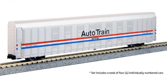 Kato N Autorack Amtrak Auto Train Phase III 4-Car Set #1 9100 9109 9114 9115 - PowerHobby