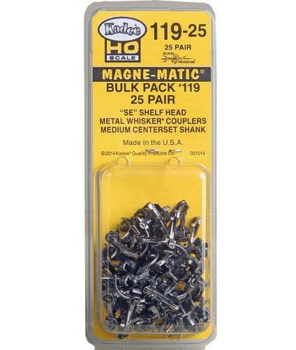 Kadee #119-25 HO Scale Metal Whisker Couplers Medium Centerset Shank - PowerHobby
