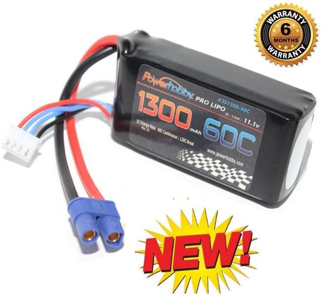 Powerhobby 3S 11.1V 1300mAh 60C Lipo Battery Soft Case 3-Cell w EC3 Connector - PowerHobby