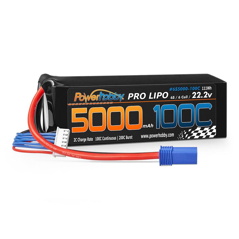 Powerhobby 6s 22.2v 5000mah 100c Lipo Battery w EC5 Plug Soft Case 6-Cell - PowerHobby