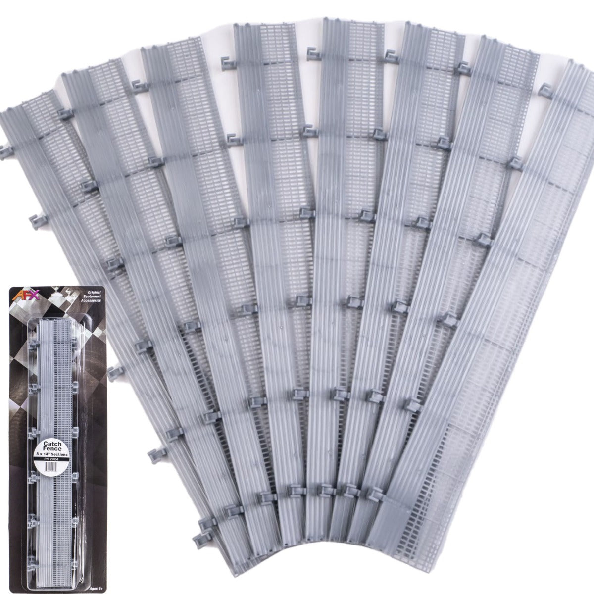 AFX Racing 22054 Catch Fence 14" Sections 8pcs HO Slot Car Track Accessories - PowerHobby