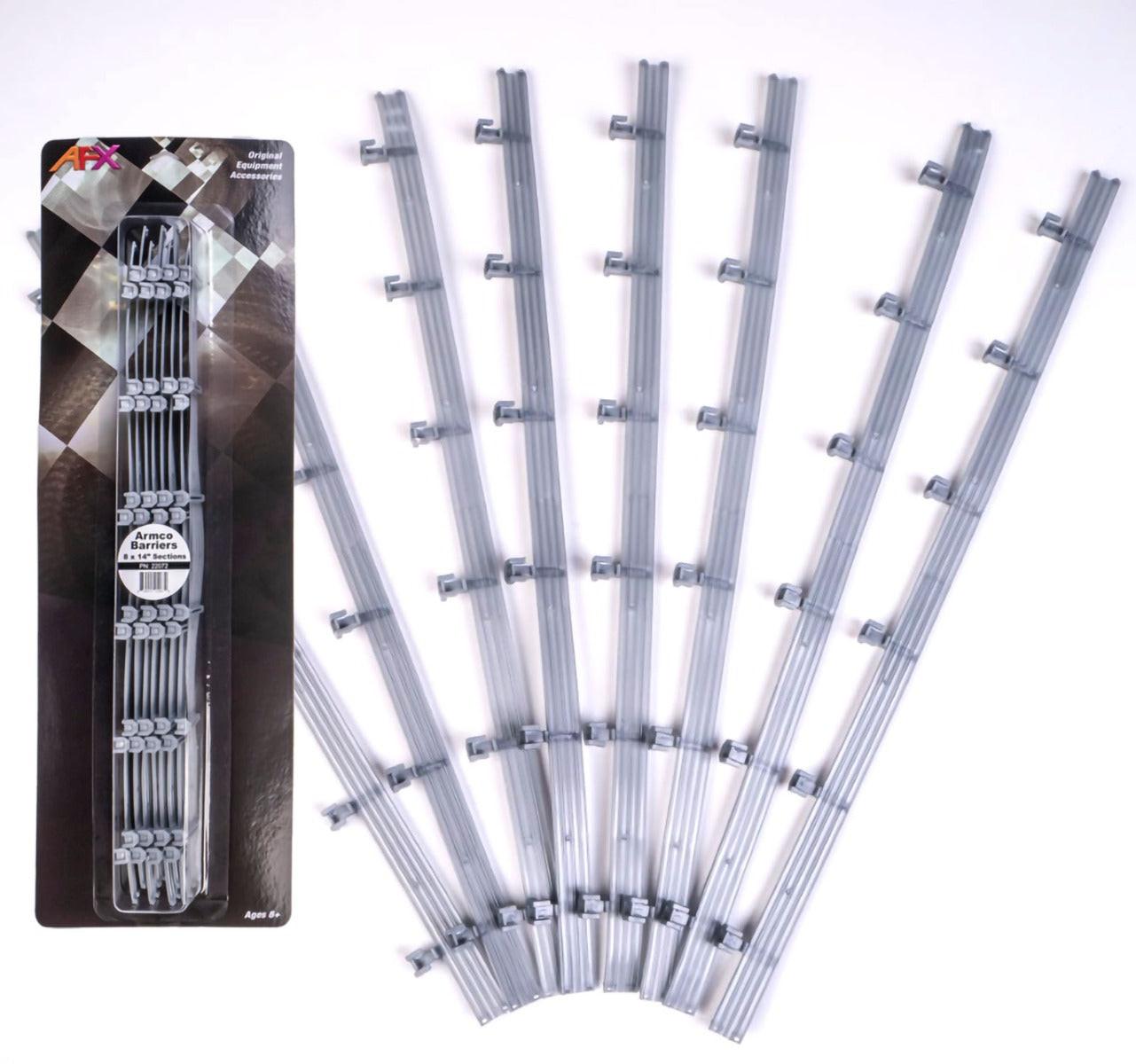 AFX 22072 Armco Barriers 14" Sections 8pcs HO Slot Car Track Accessories - PowerHobby